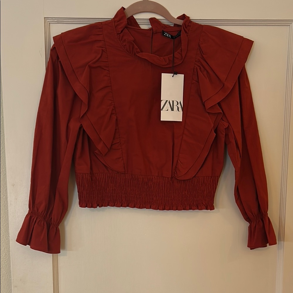 Zara Women's Red Ruffled Top